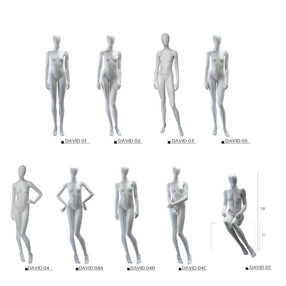 FEMALE WINDOW MANNEQUINS (Basic - white, black, beige, grey. or designated color)