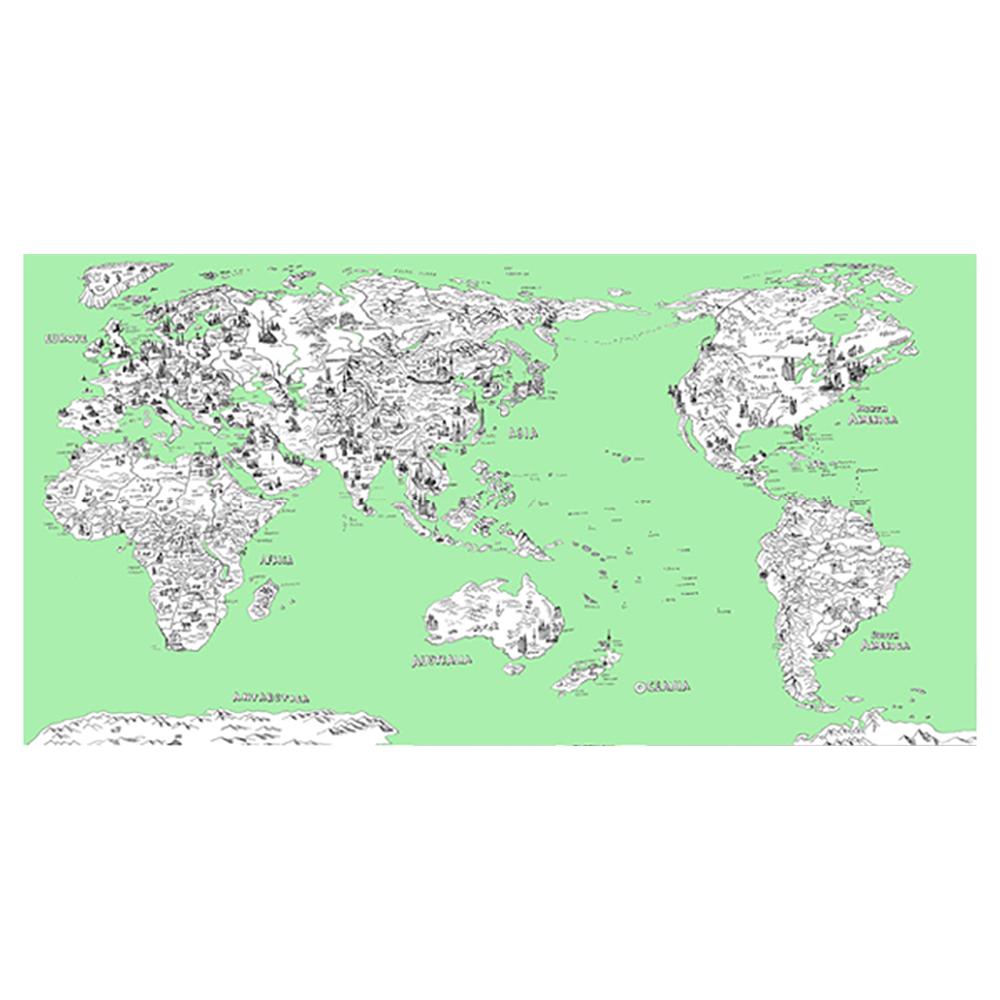 Dream Sky D-MAP Decorative Coloring Painting DIY Paper World Map - Emerald GREEN