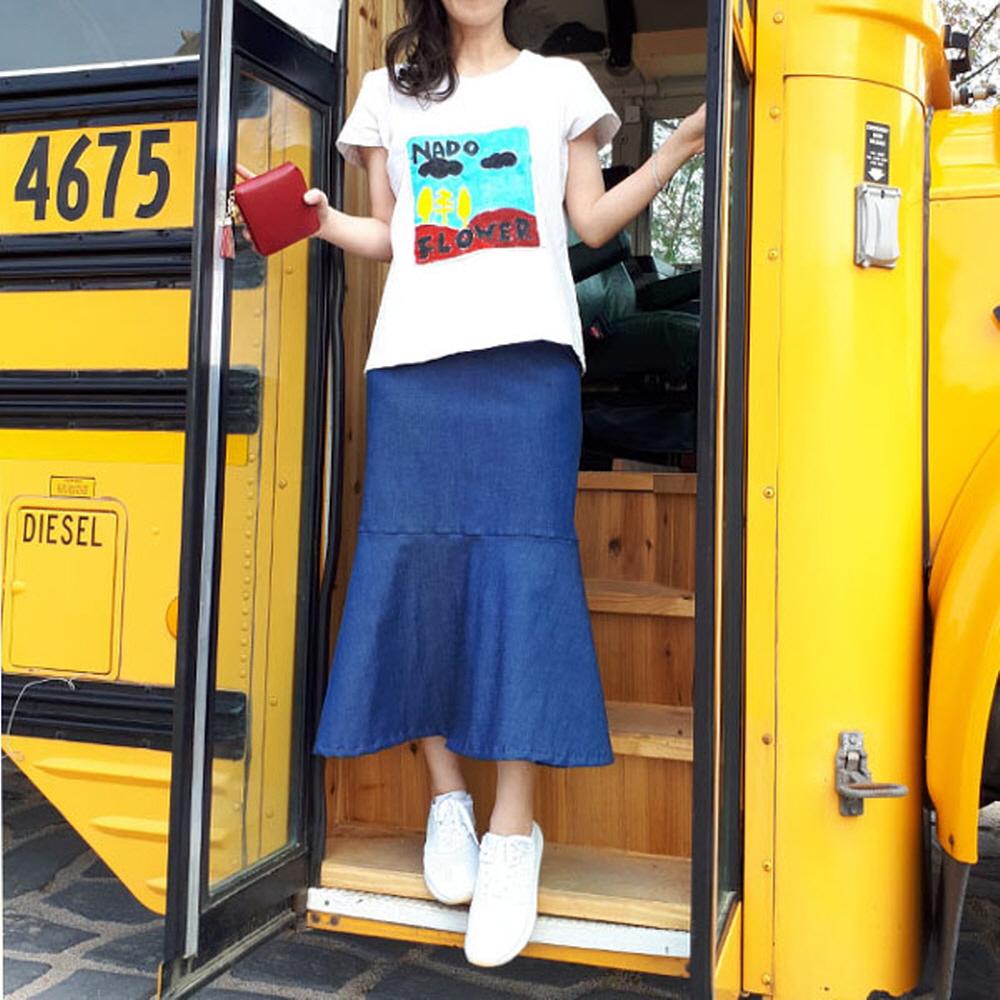 Women's Denim Pencil Midi Skirt