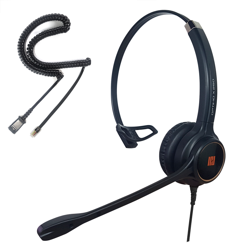 IPD IPH-250 Optimo X Single Ear Noise cancelling Call center/Office Headset with U10 bottom cable wo