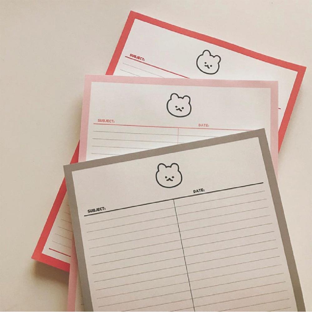 Half line note with a siot bear without bond and detachable per page (Pink)