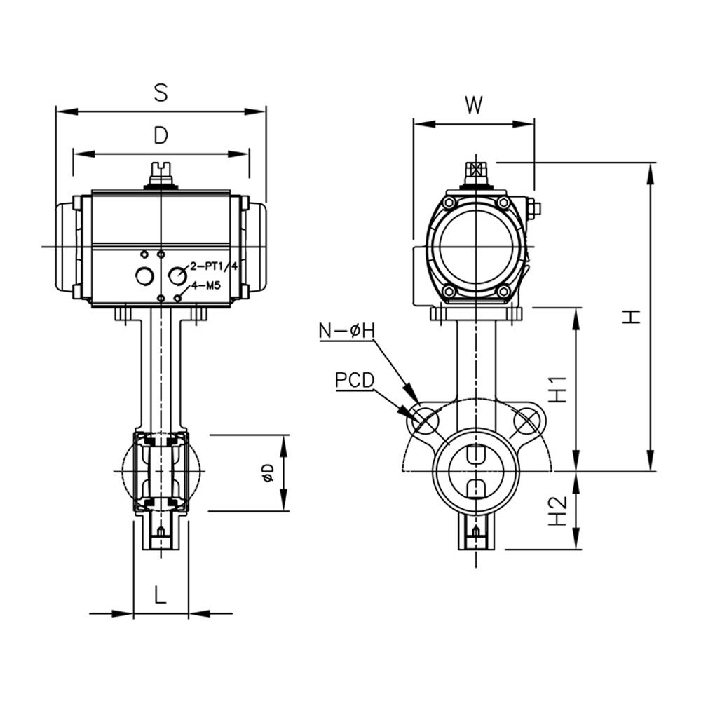 Pneumatic Butterfly Valve TA-SB