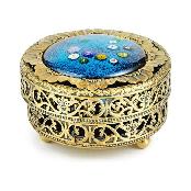 gjart Enameling Circled Jewelry Box, Light Pretty Glossy Gorgeous Flower Patterns Storage