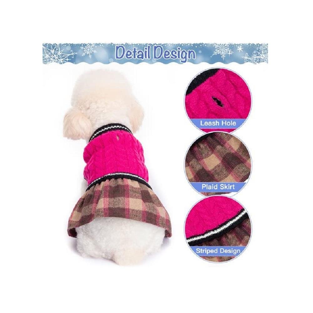 Good PETSTORY Cute Dog Sweater Dress Knit Red Dress