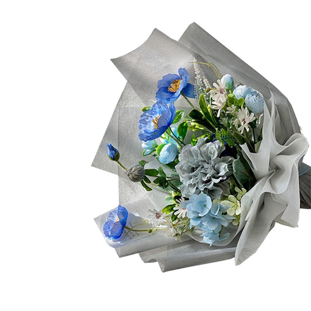 Artificial Poppy Bouquet  (Rain Blue)