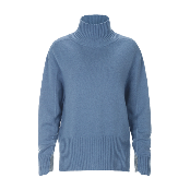 Premium pure cashmere100 colorblock turtleneck - Misty blue