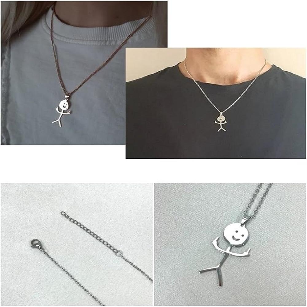 Shining People Funny Metal Neclace (1EA) - Titanium Steel, Cute Pendant, Frindship Jewelry, Minimal