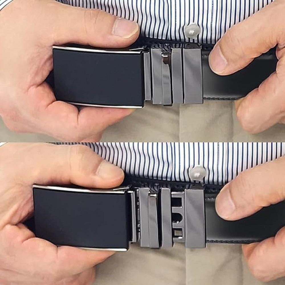 LineFit Men's Leather Belt_Casual Dress Classic Jean Adjustable Automatic Stretch Buckle S05 (Sizes