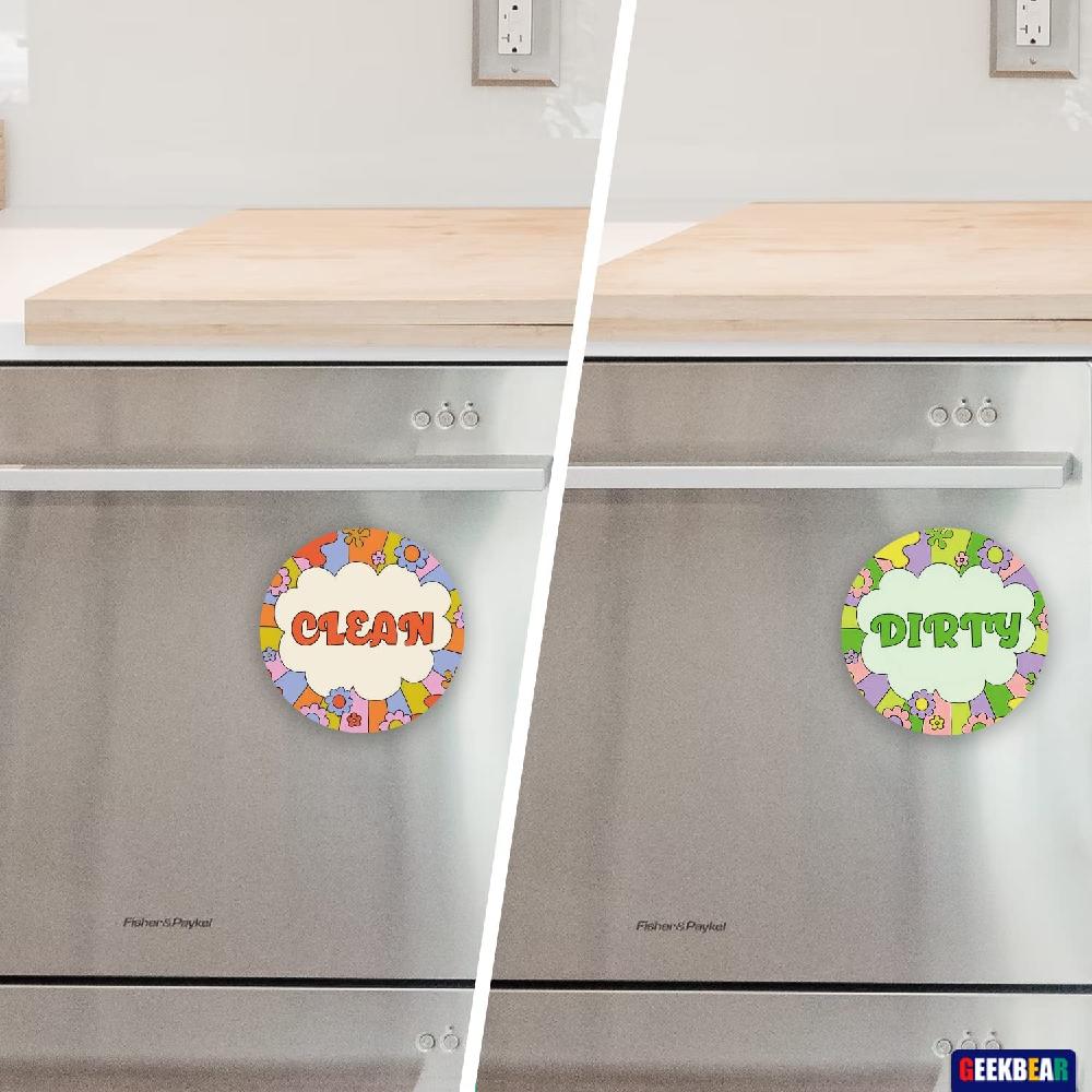 Clean Dirty Dishwasher Magnet(Flower)