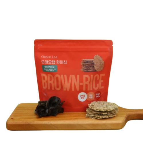 Oraeolab Brown Rice Chips | Mushroom Brown Rice Chips, Nurungji Snacks, Diabetic Snacks, Low-Sugar Snacks, High-Protein Snacks, Healthy Snacks