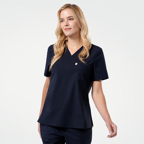 Women's-Single-Pocket-Scrub-Top-Eco-Navy